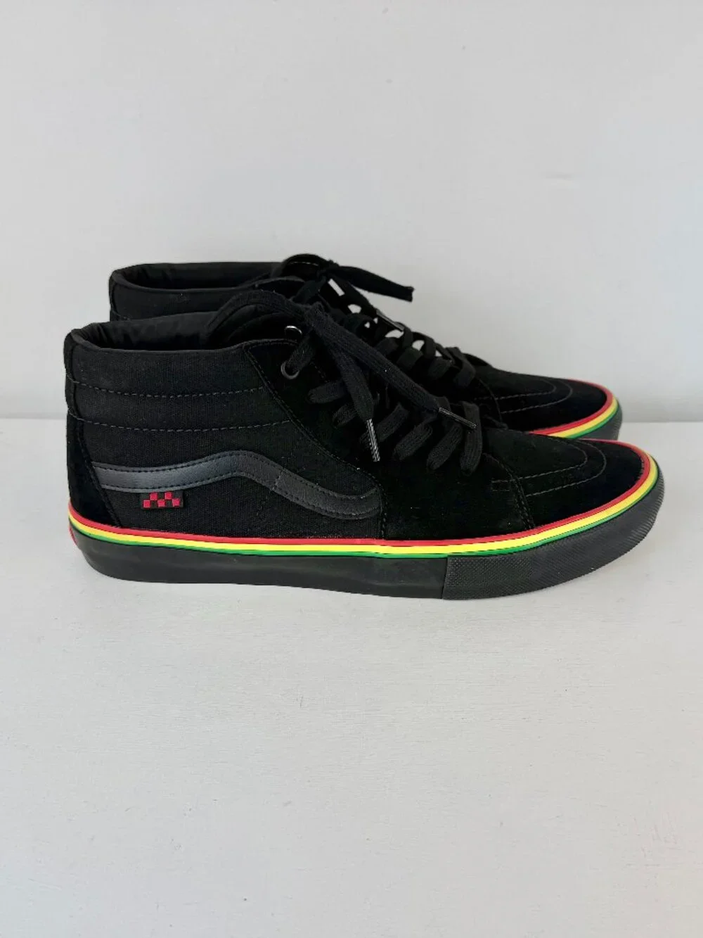 Men's 13 - VANS Skate Grosso Mid-Rasta Black Suede/Canvas Sneaker -721454 - Picture 1 of 9